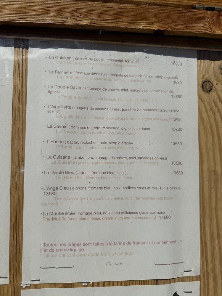 Chez Finette - Menu Image 1